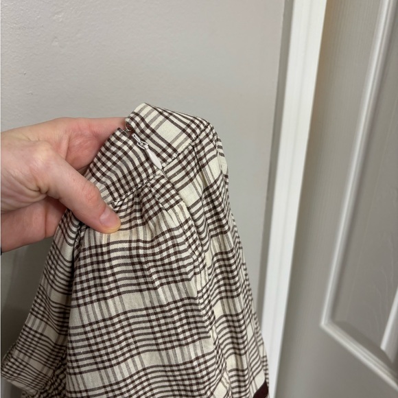 Loeffler Randall Linen Cotton Chocolate Brown Plaid Skit Set - Size L - Picture 15 of 15